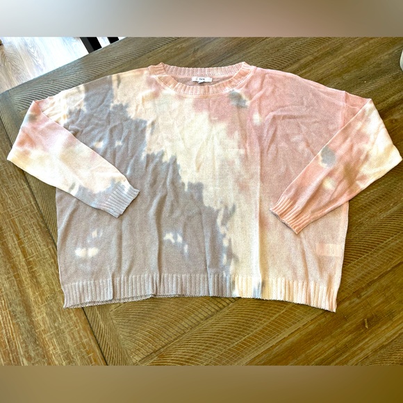 Fate tie die ombré lightweight sweater L large like new EUC Pink cream fall - Picture 1 of 4